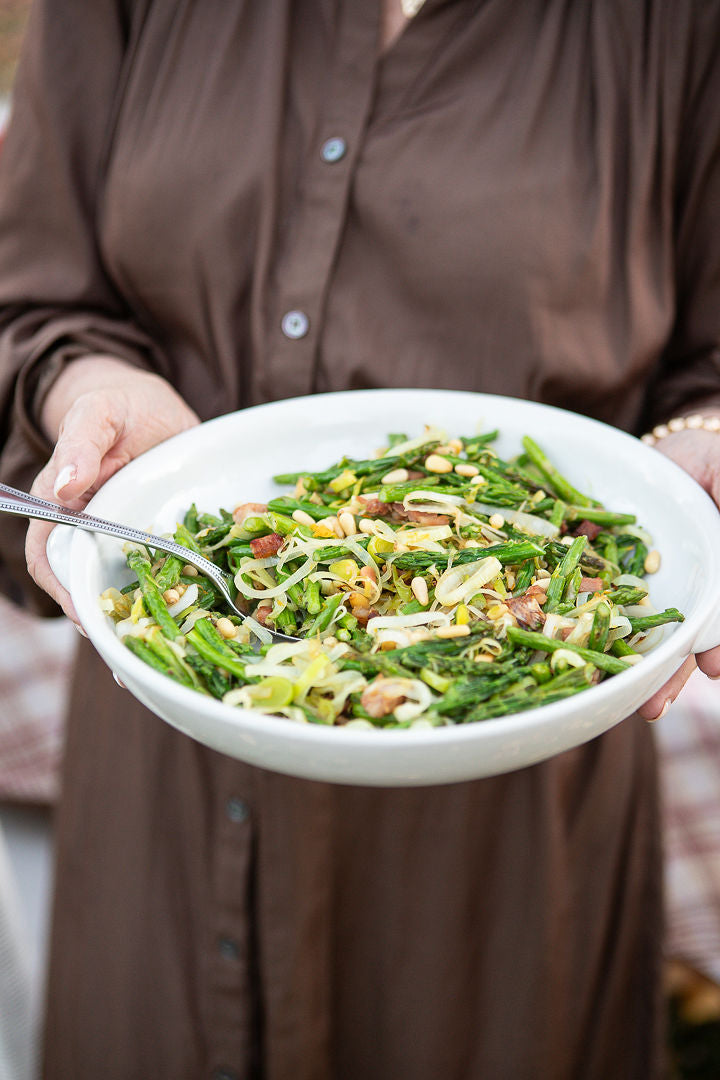 Sunday Dinner with Diane: Asparagus with Leeks and Pine Nuts
