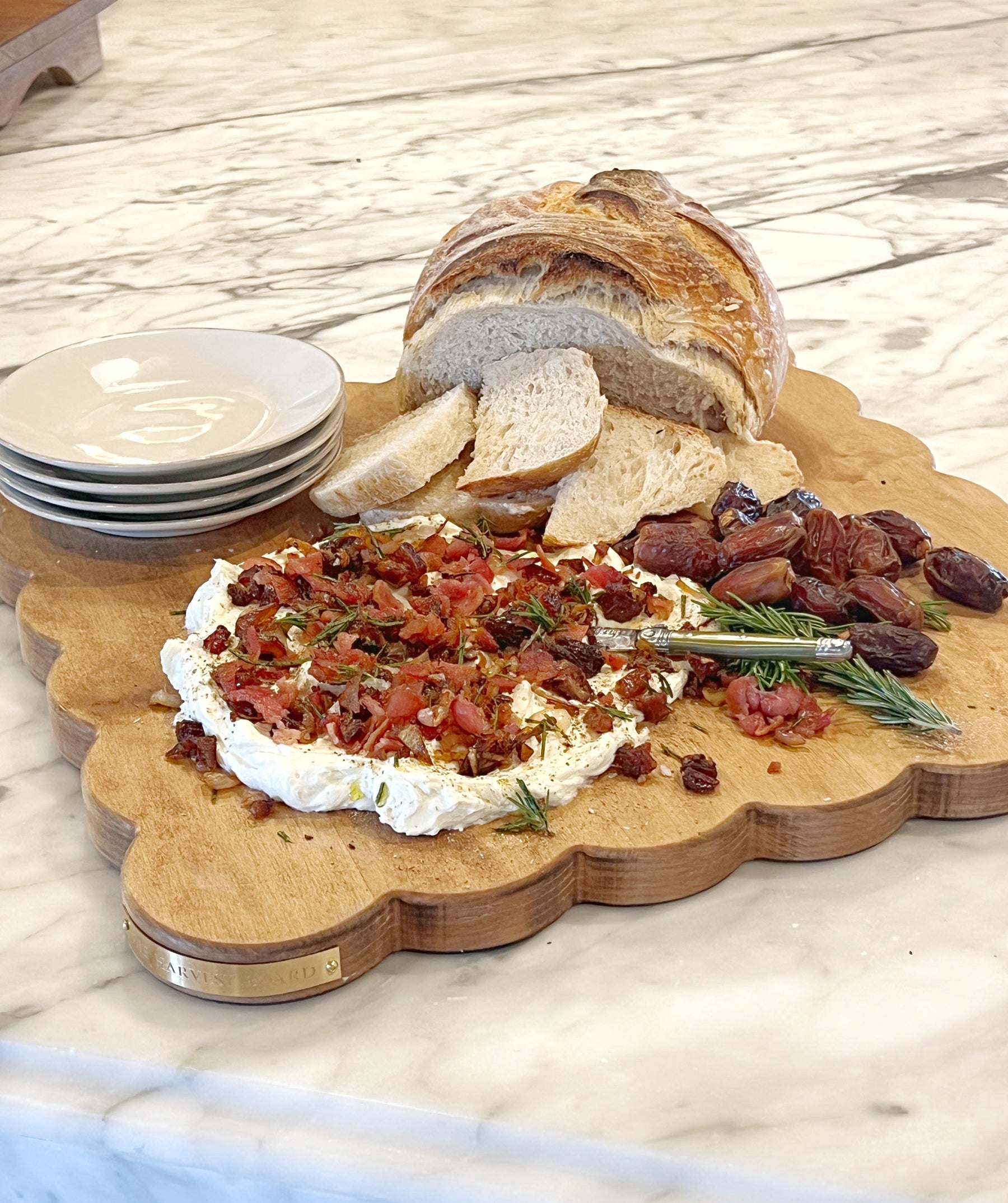 Sunday Dinner with Diane: Whipped Honey & Cheese Dip with Bacon Dates and Rosemary