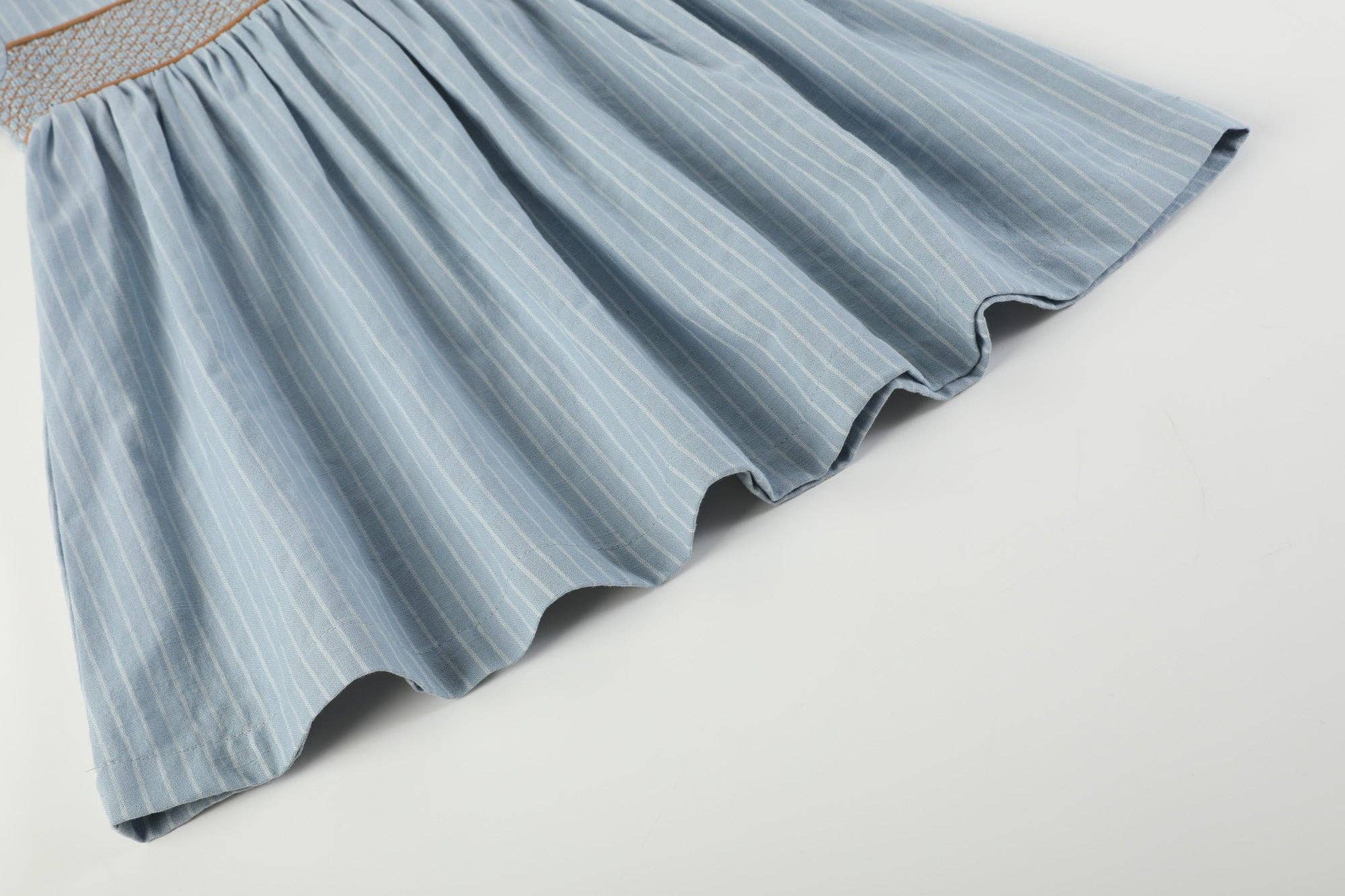 Blue Smocked Ruffle Collar Dress