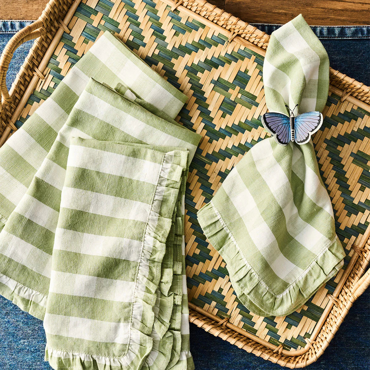 Gingham Ruffle Napkin Set