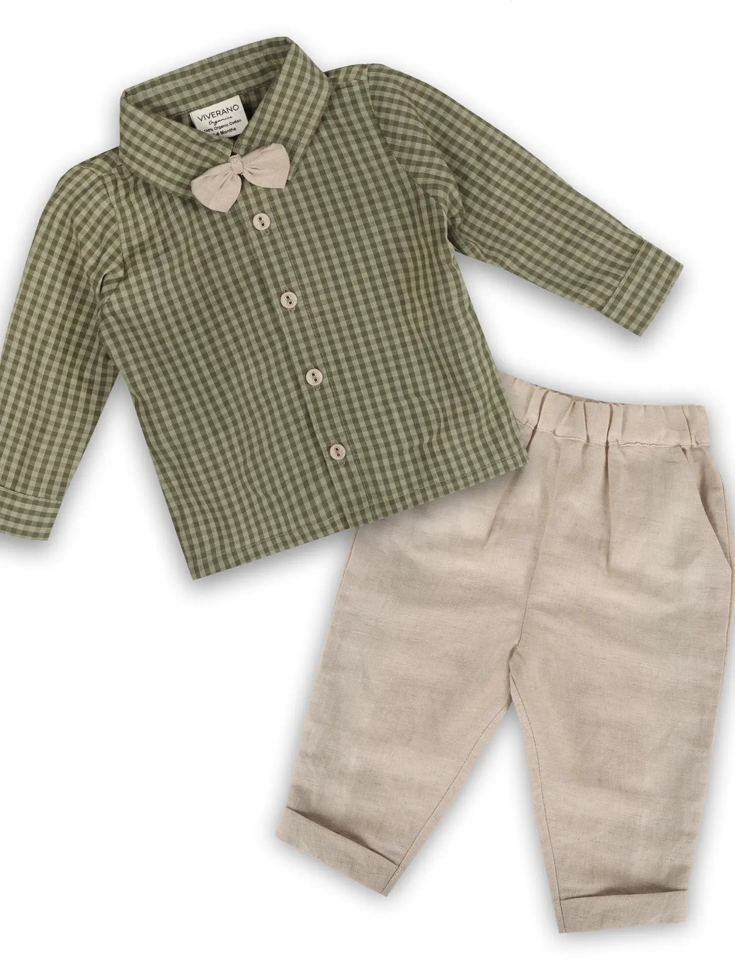 Gingham Shirt & Linen Pant Set (Linen Blend)