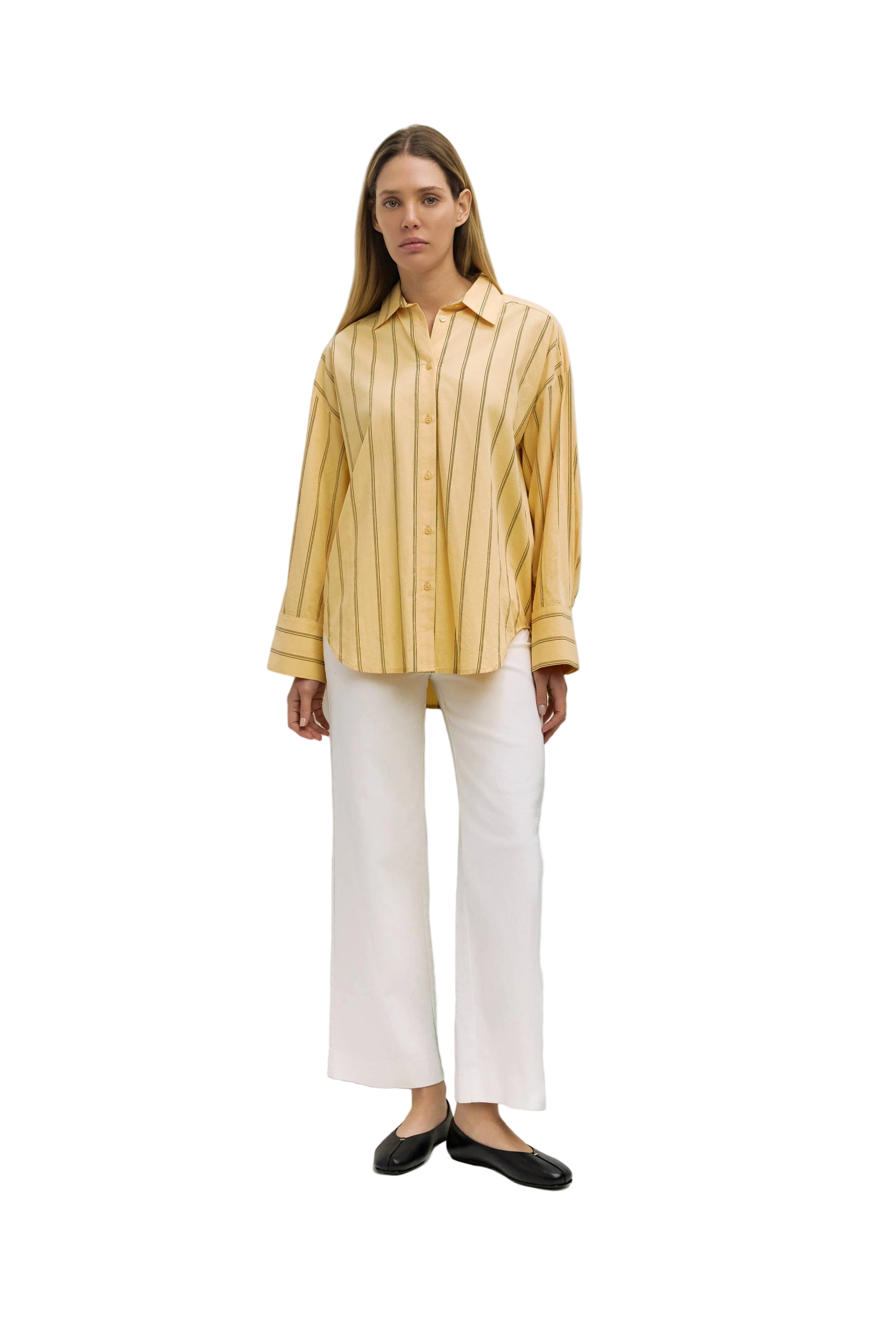 The Erica Top Yellow | Striped Button-Down Shirt