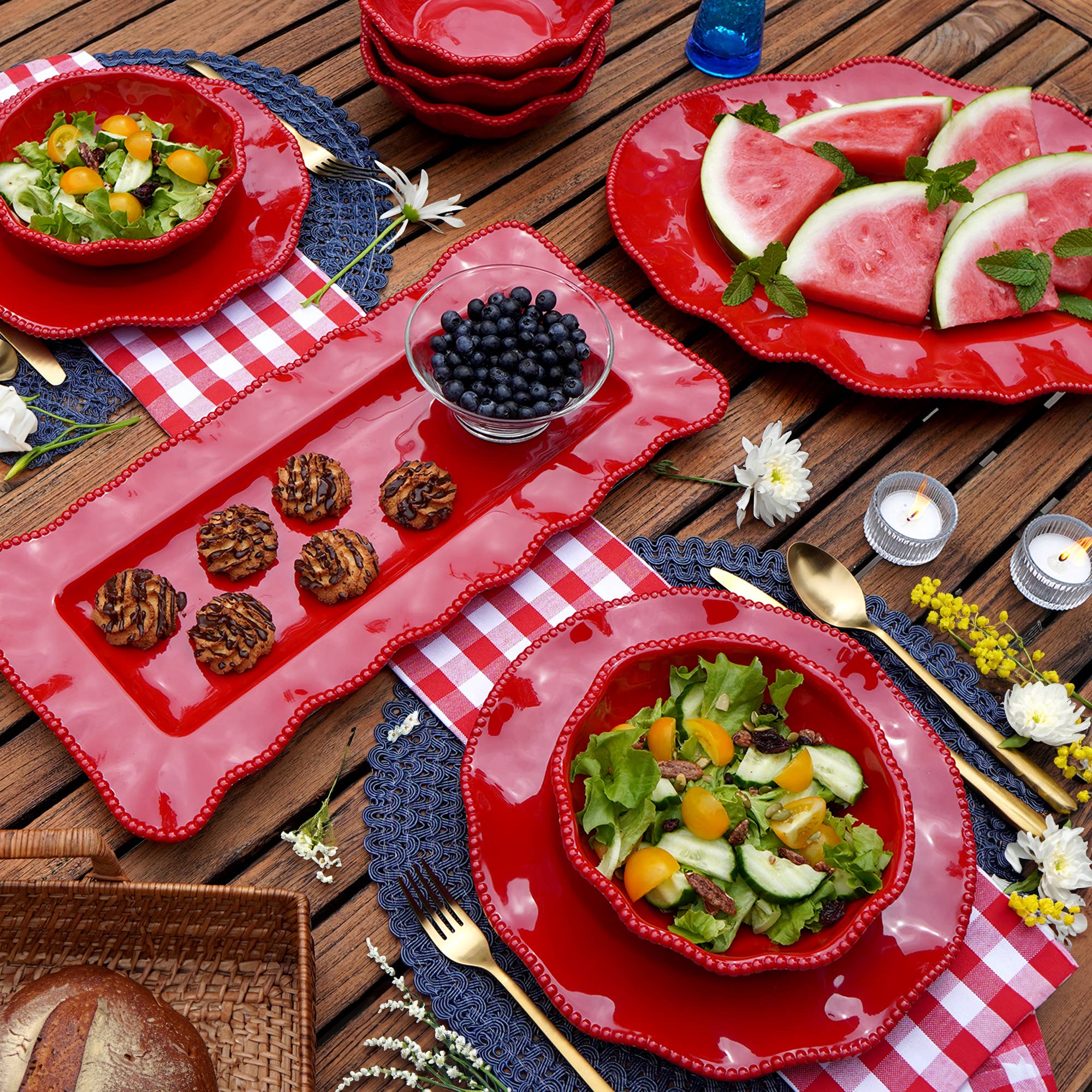 Perlette Red Melamine Oval Platter