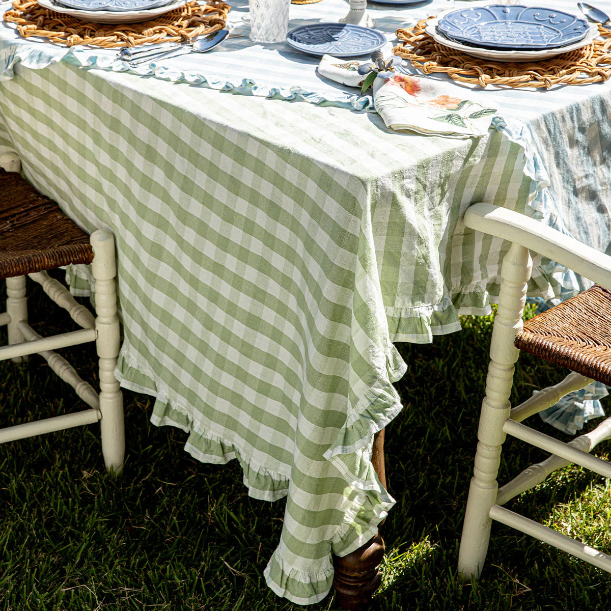 Gingham Ruffle Tablecloth