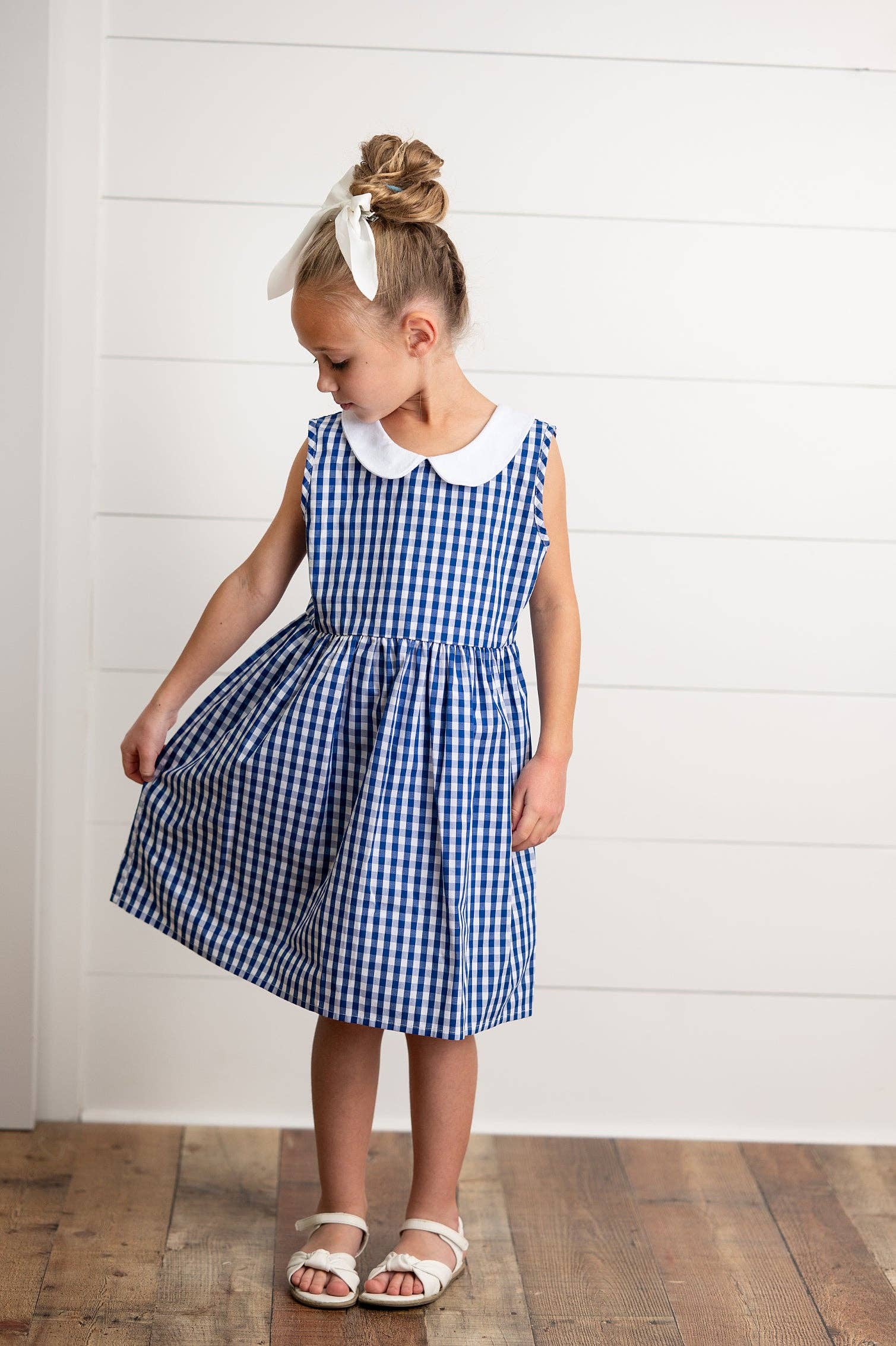 Kids Navy Check Gingham Dress