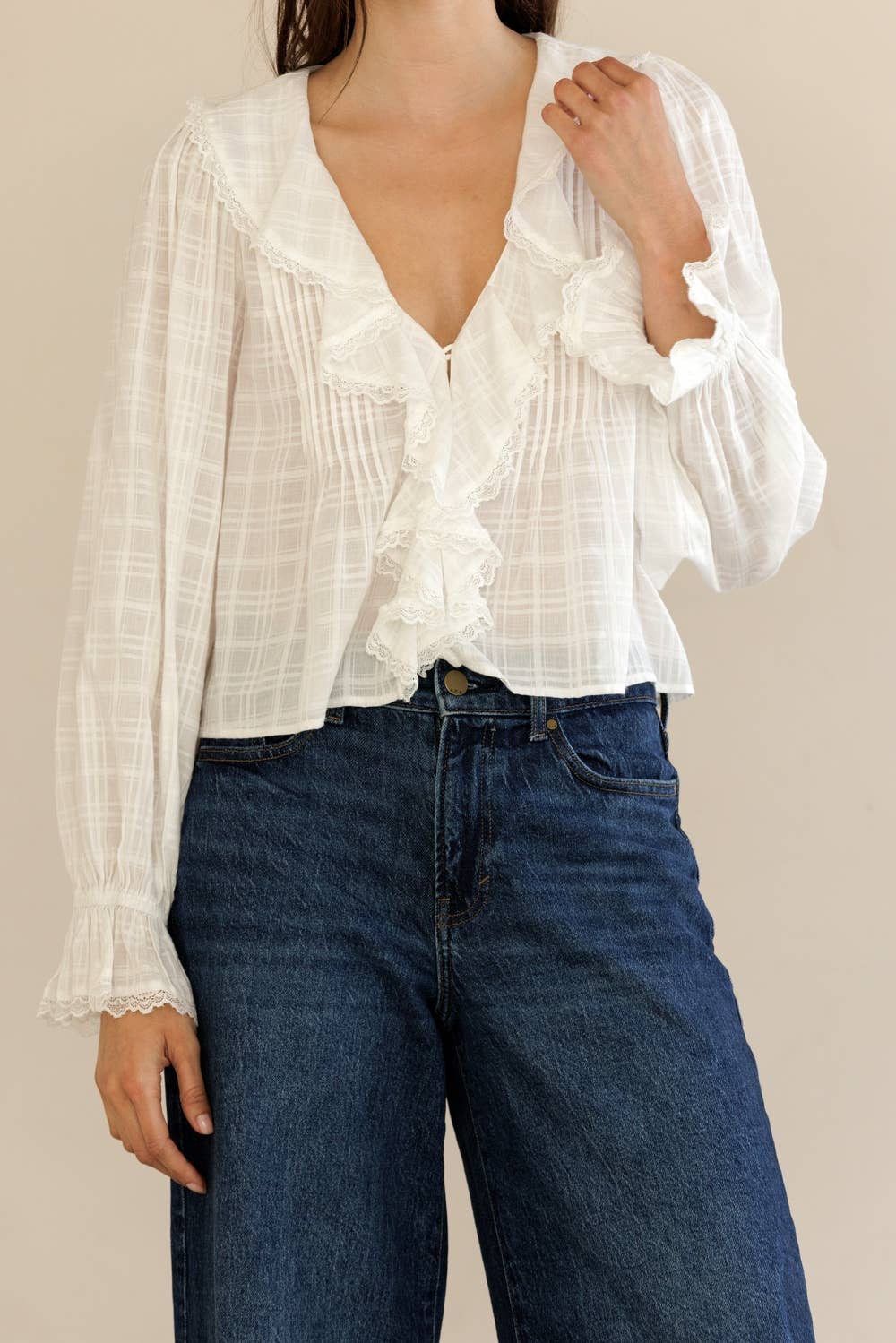 Ruffled V-Neck Blouse