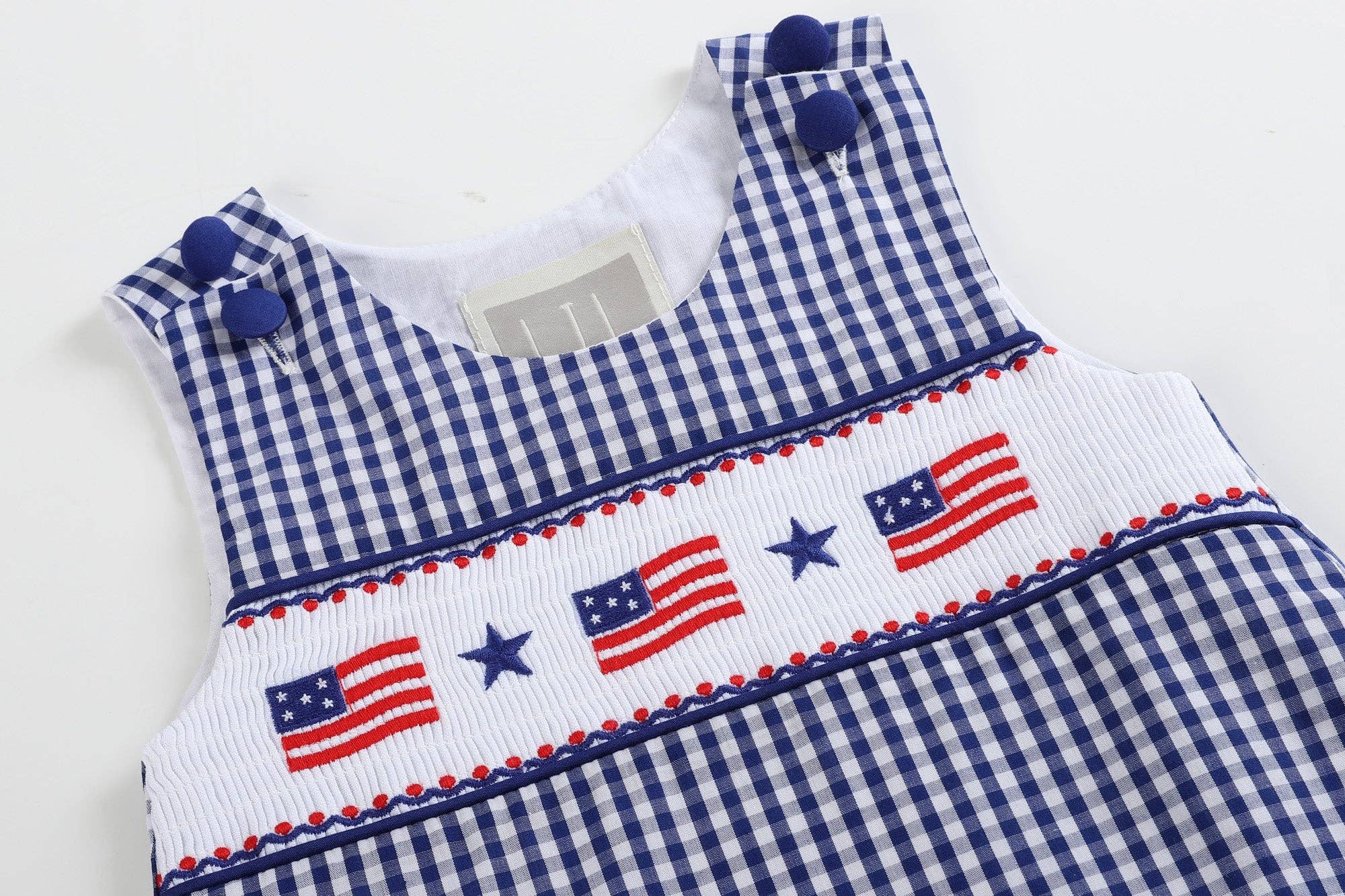 Gingham American Flag Shortalls