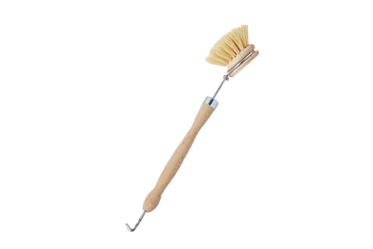 Euro Wood-Handled Dish Brush with Replaceable Head