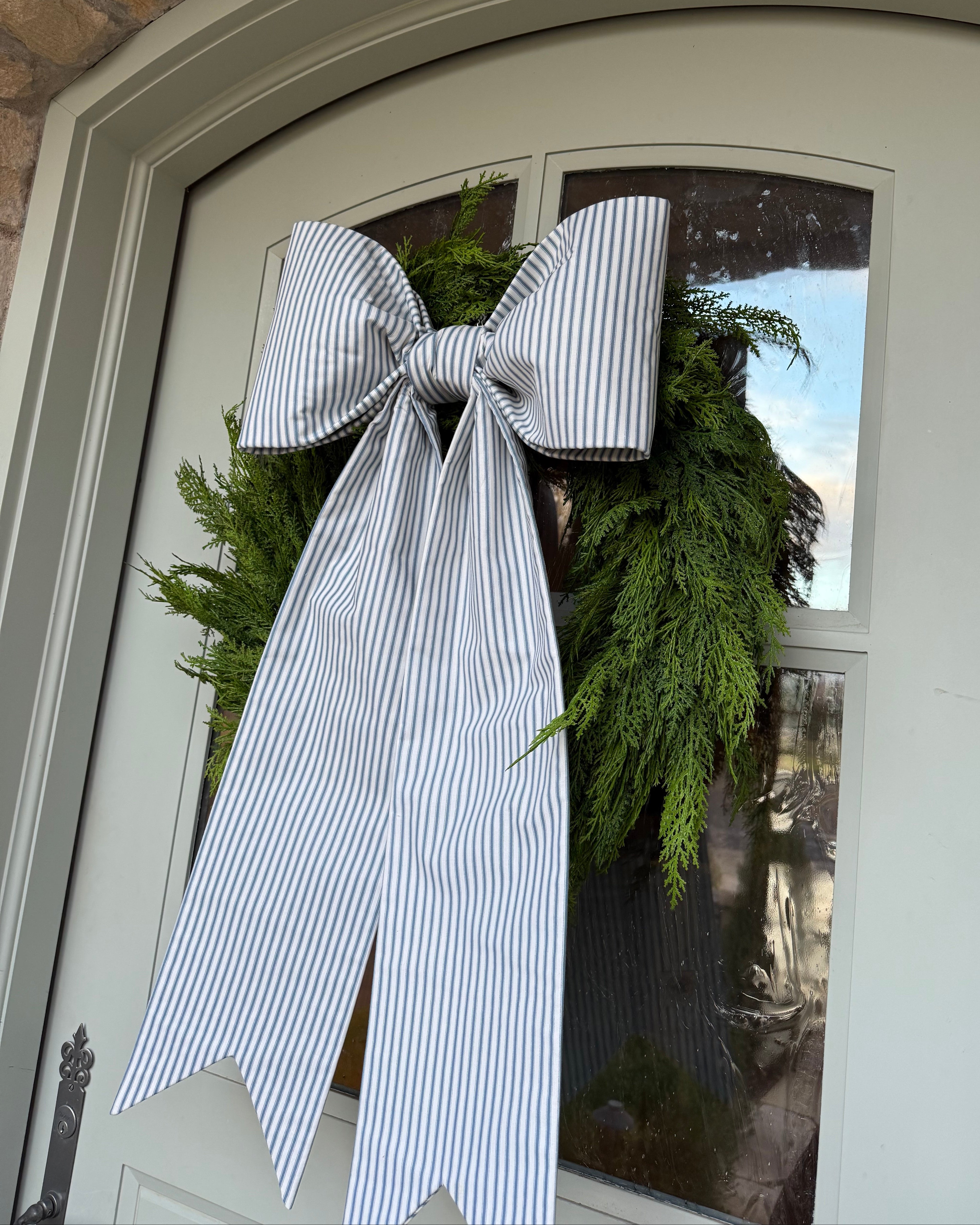 Large Blue Stripe Bow