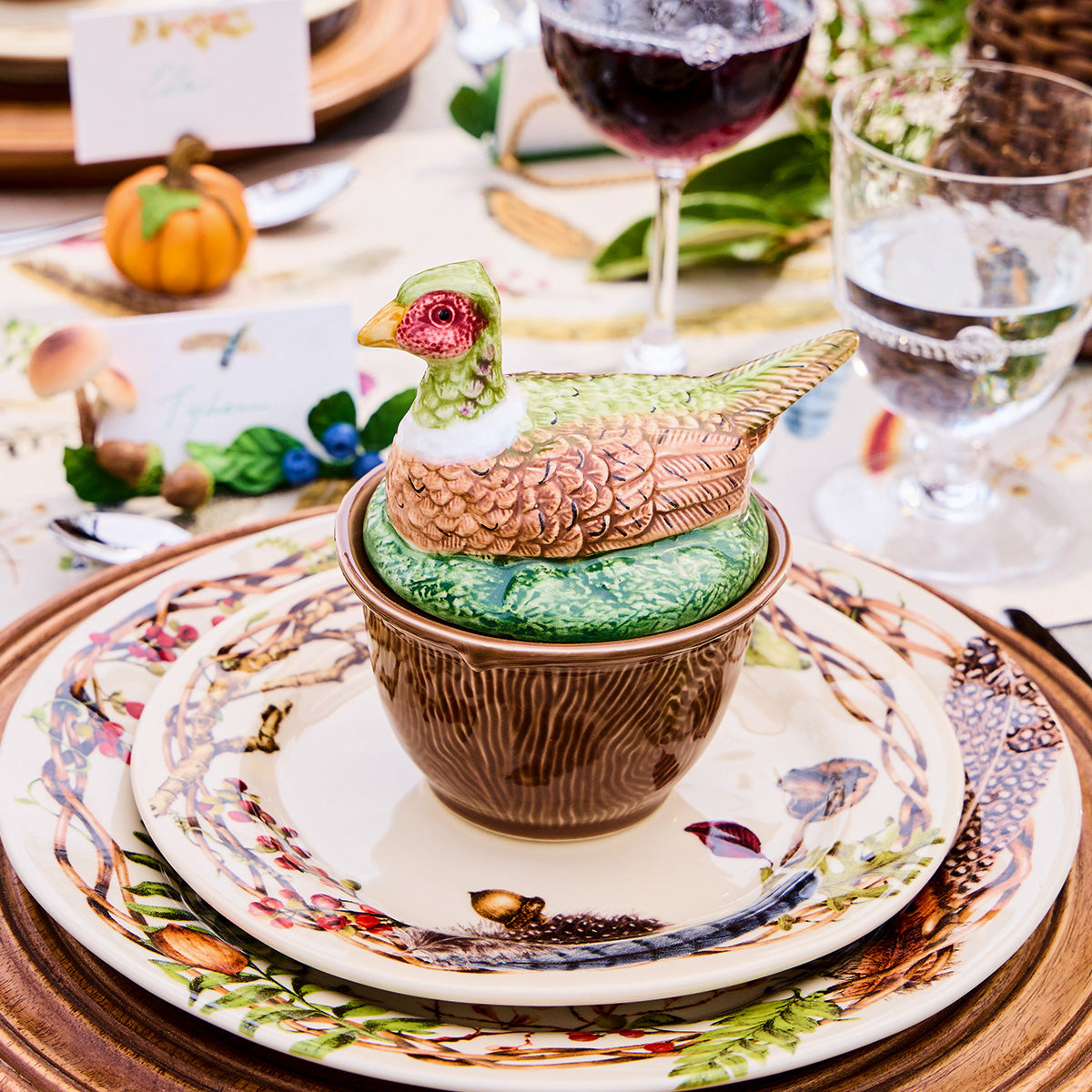 Forest Walk Pheasant Bowl with Lid Set of 2
