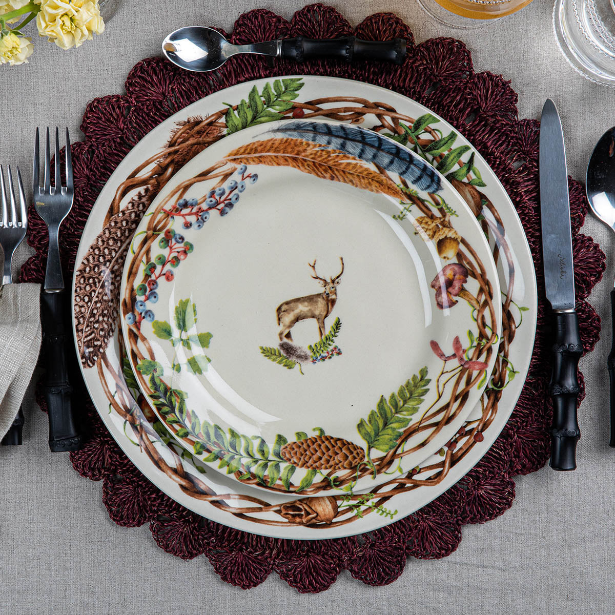 Forest Walk Dessert/Salad Plate Assorted Set 4