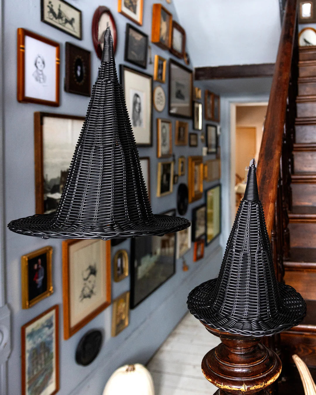 Faux Wicker Woven Witch Hat