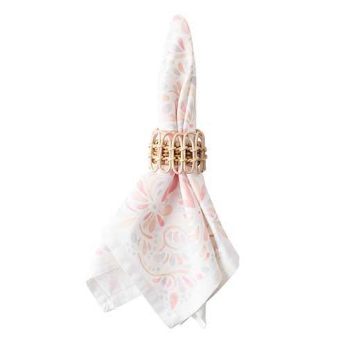 Provence Rattan Napkin Ring Set - Whitewash