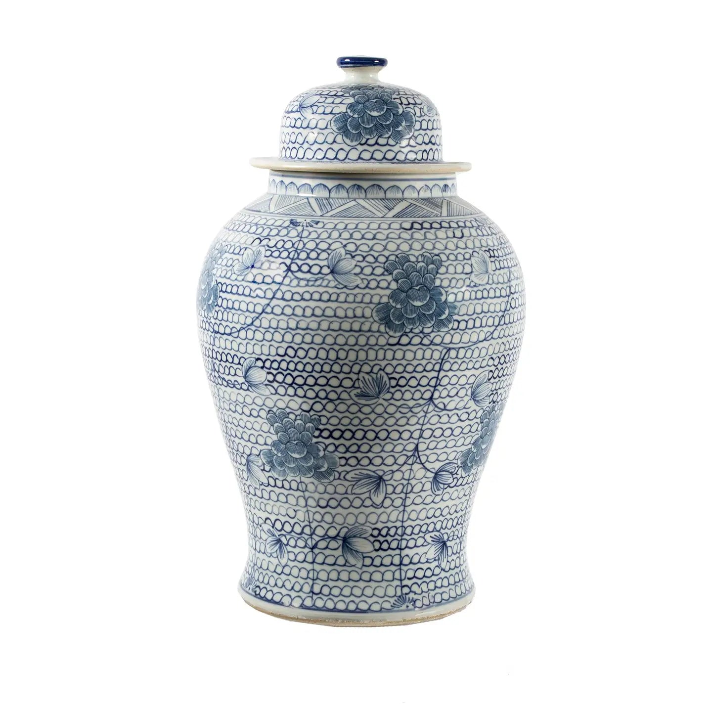 Blue and White Chain Temple Jar