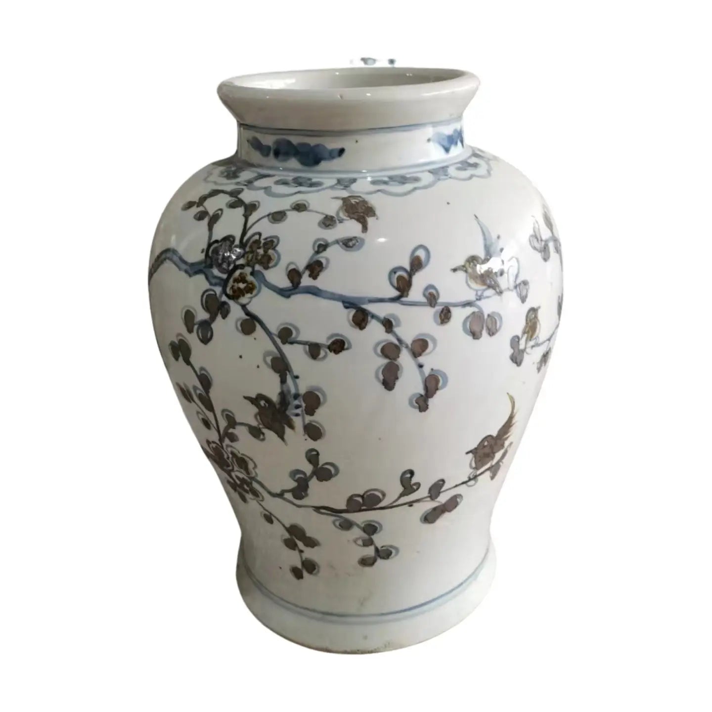 Indigo Plum Jar with Brown Bird