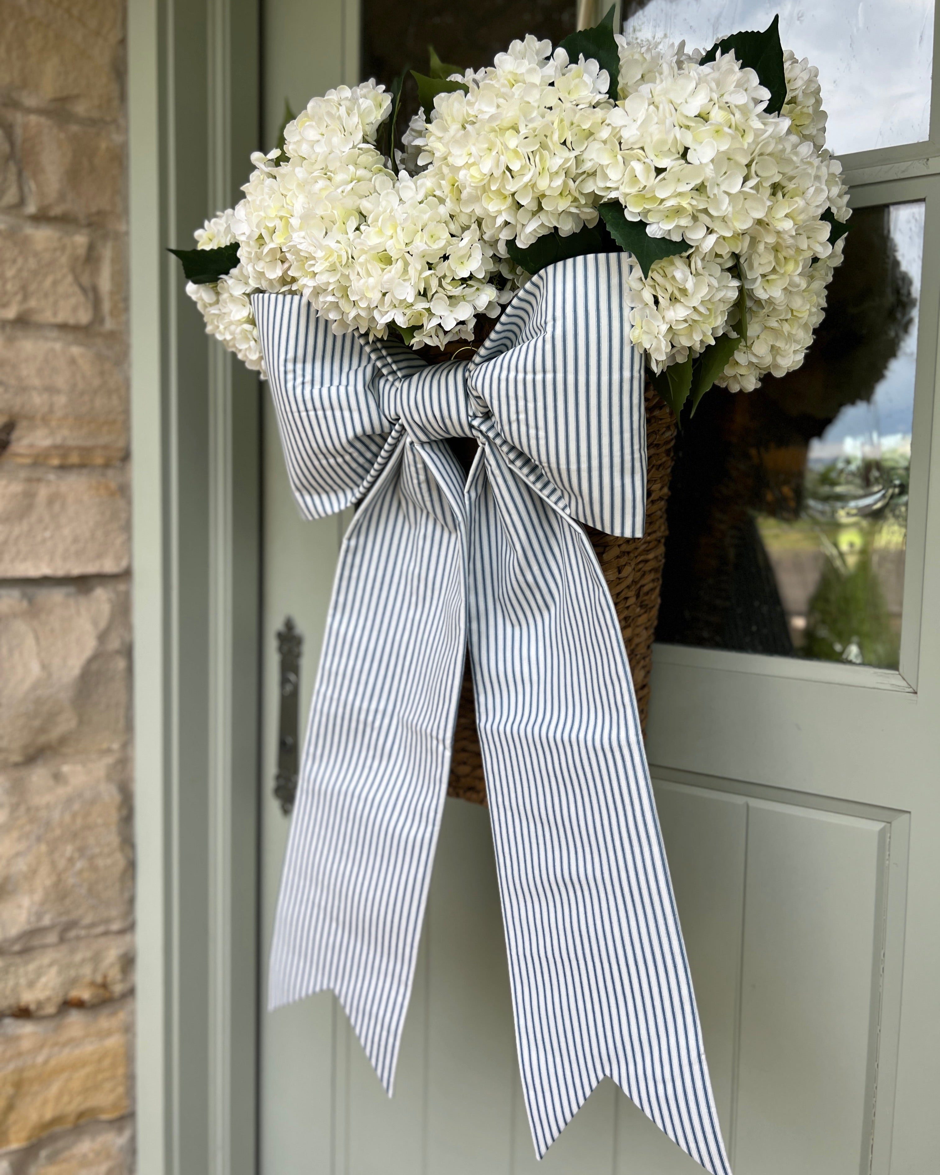 Large Blue Stripe Bow