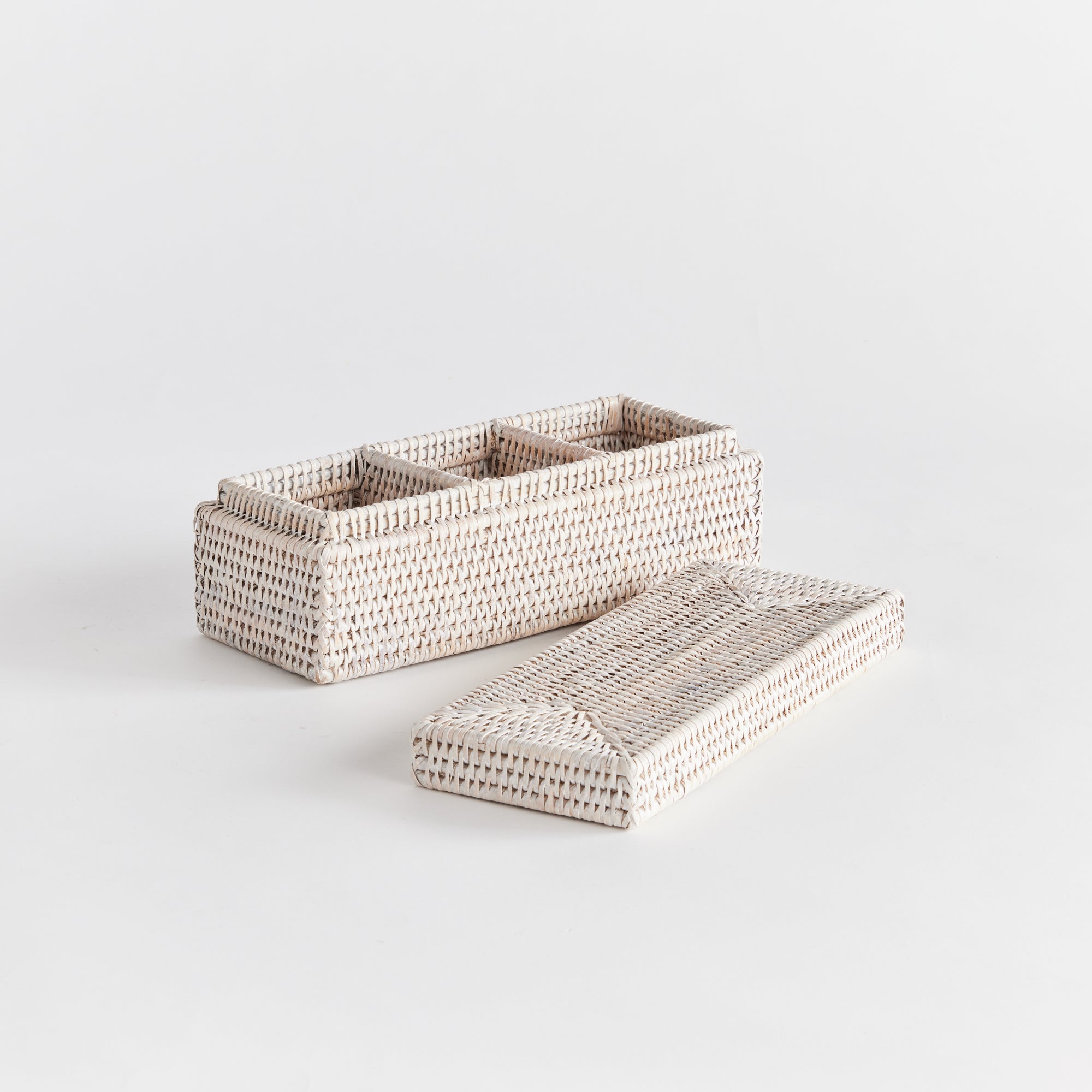 Burma Rattan 3-Compartment Lidded Box