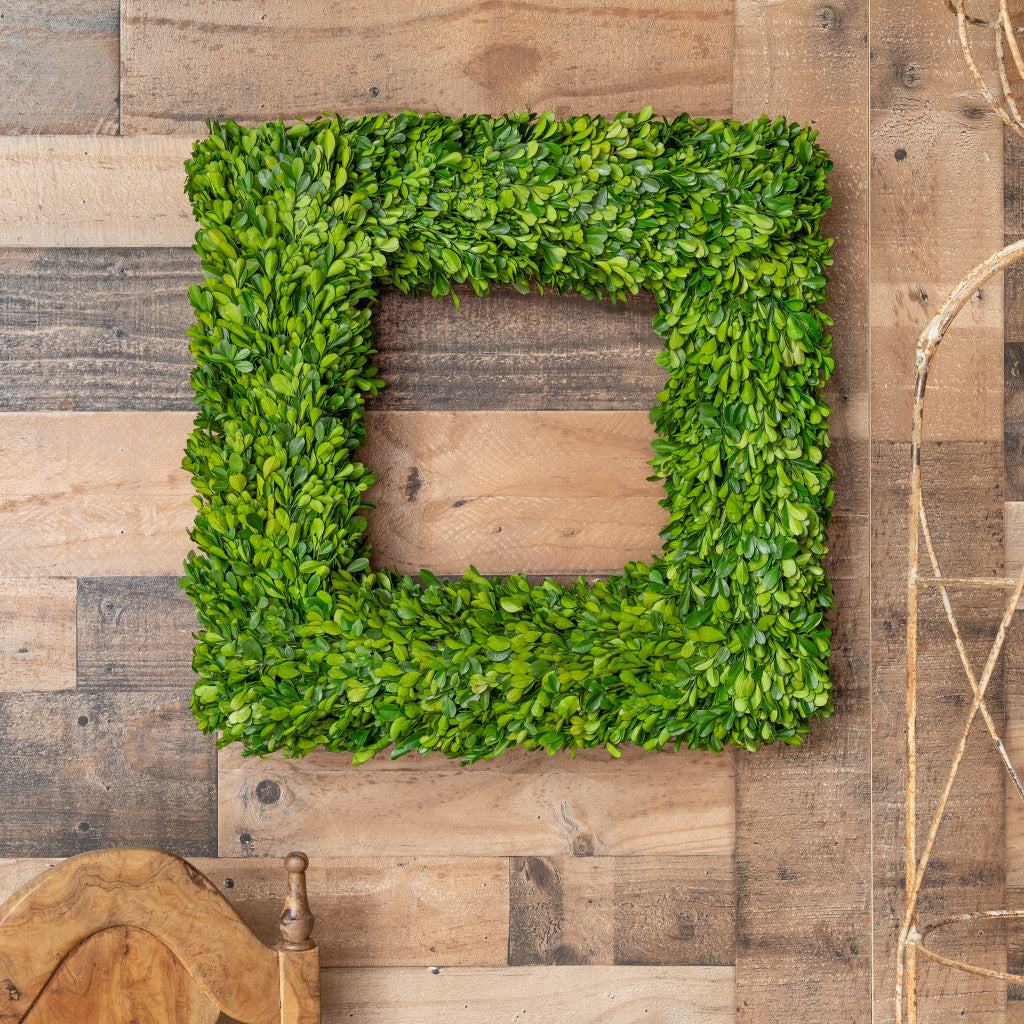 Haven Signature Preserved Boxwood  Square Wreath 20"
