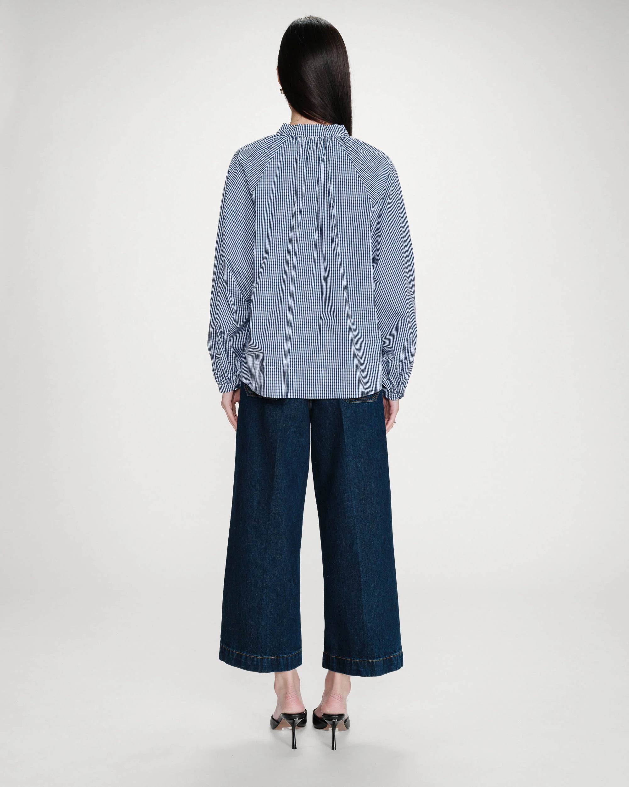 Varry Marine Checked Cotton Blouse