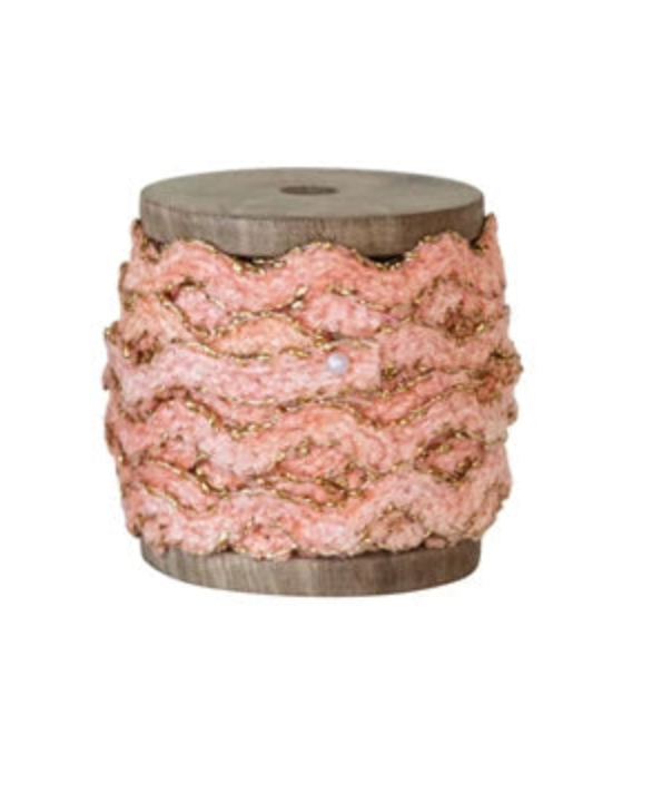 Scalloped Chenille Metallic Edged Ribbon on Wood Spool