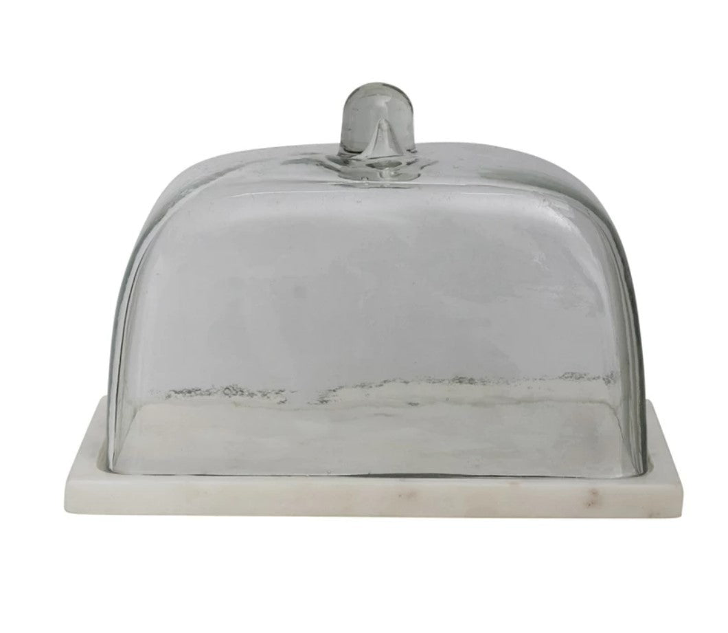 Glass Cloche with Marble Base
