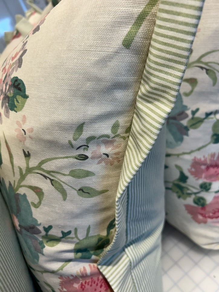 Hathaway Print Berry with Pleated Edge Pillow - Lee Jofa