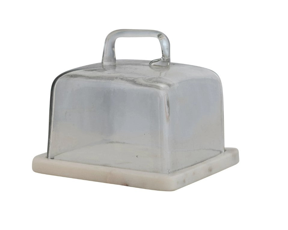 Glass Cloche with Marble Base