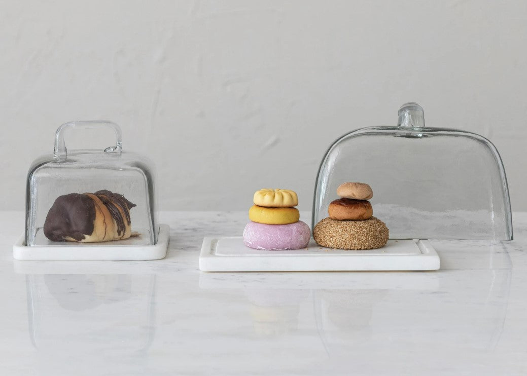 Glass Cloche with Marble Base