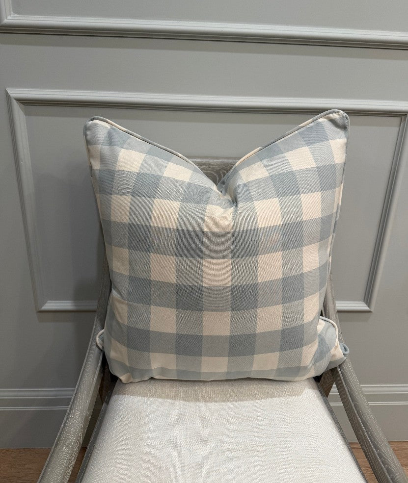 Blue Gingham Pillow 22 x 22