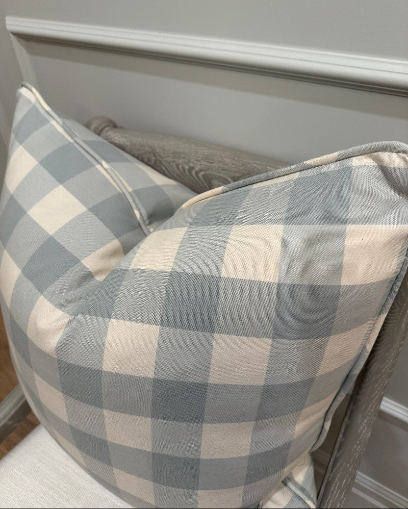 Blue Gingham Pillow 22 x 22
