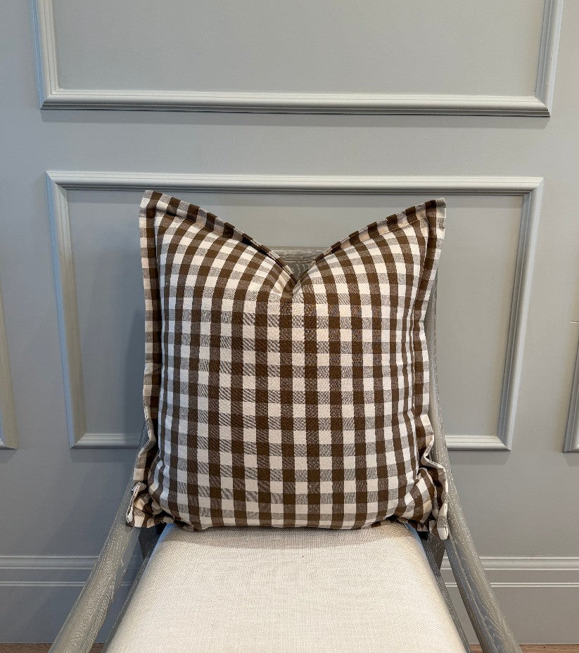 Mocha Check Pillow 20 x 20
