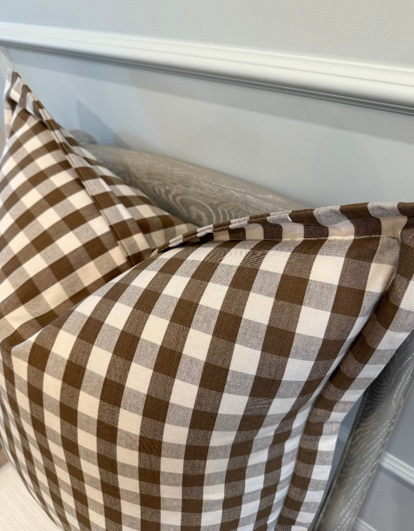 Mocha Check Pillow 20 x 20