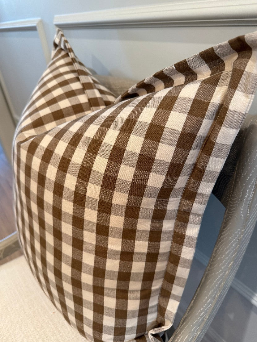 Mocha Check Pillow 20 x 20