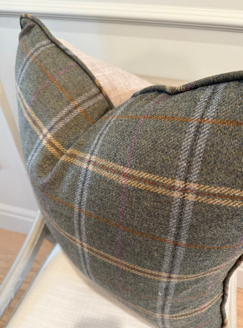 Fox Hunt Plaid Pillow 22 x 22