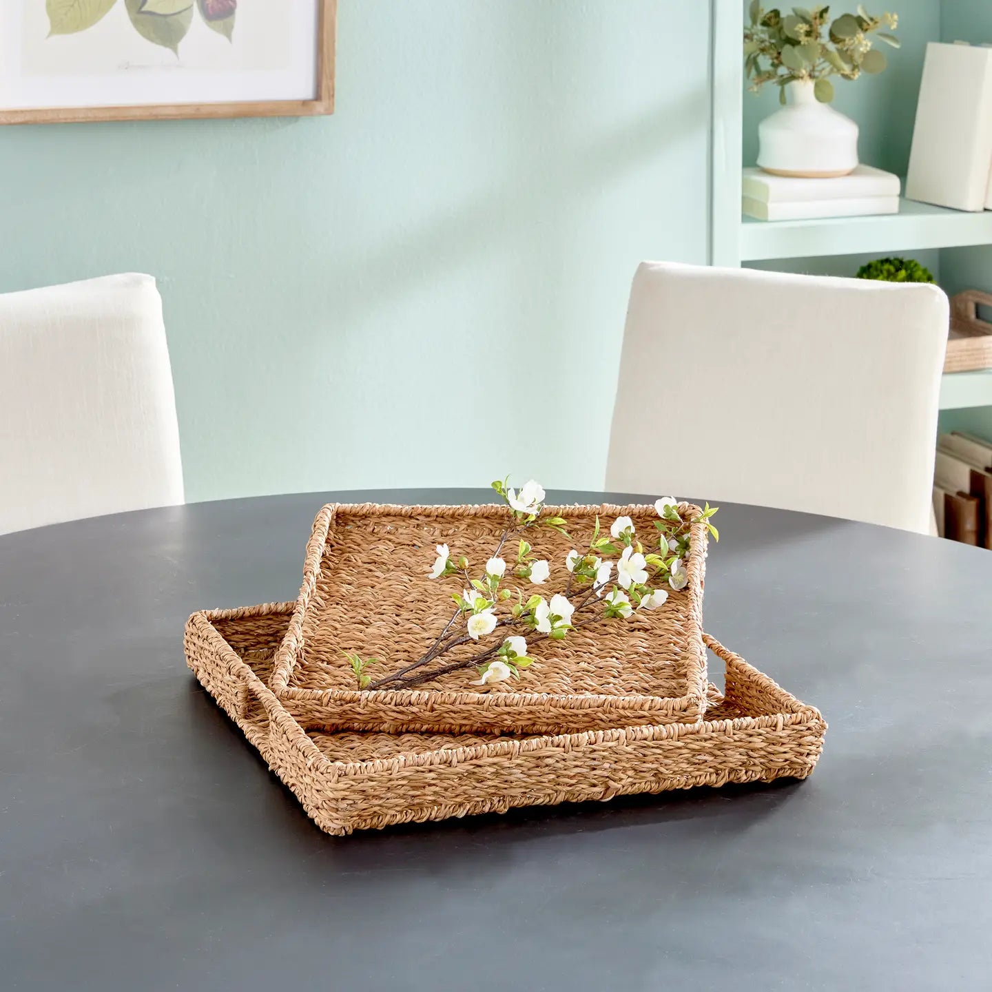 Seagrass Rectangular Tray Set