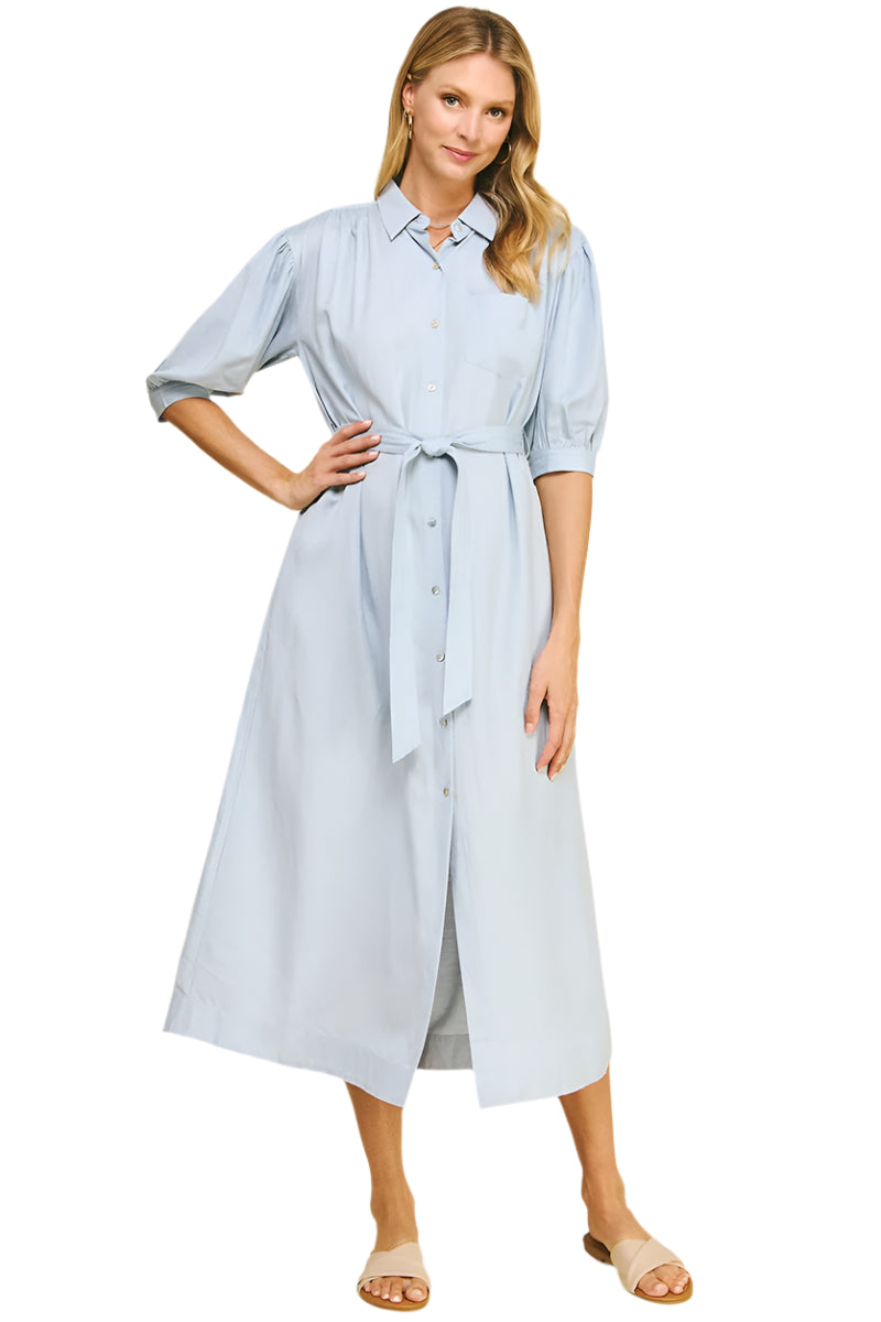 Solid Linen Midi Dress
