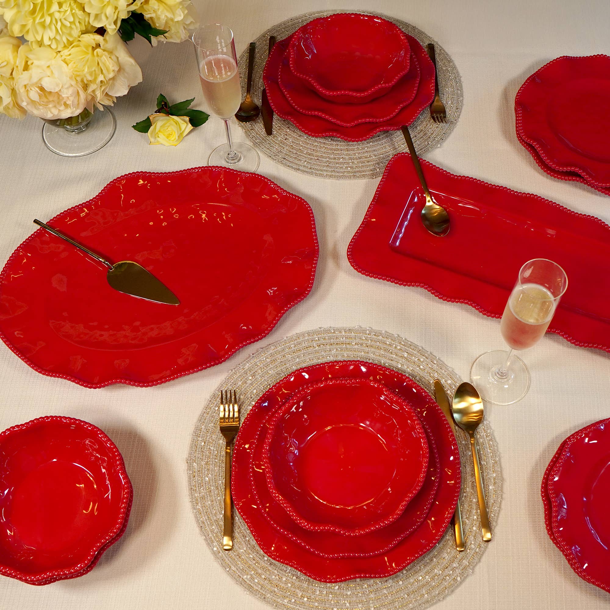 Perlette Red Melamine Oval Platter