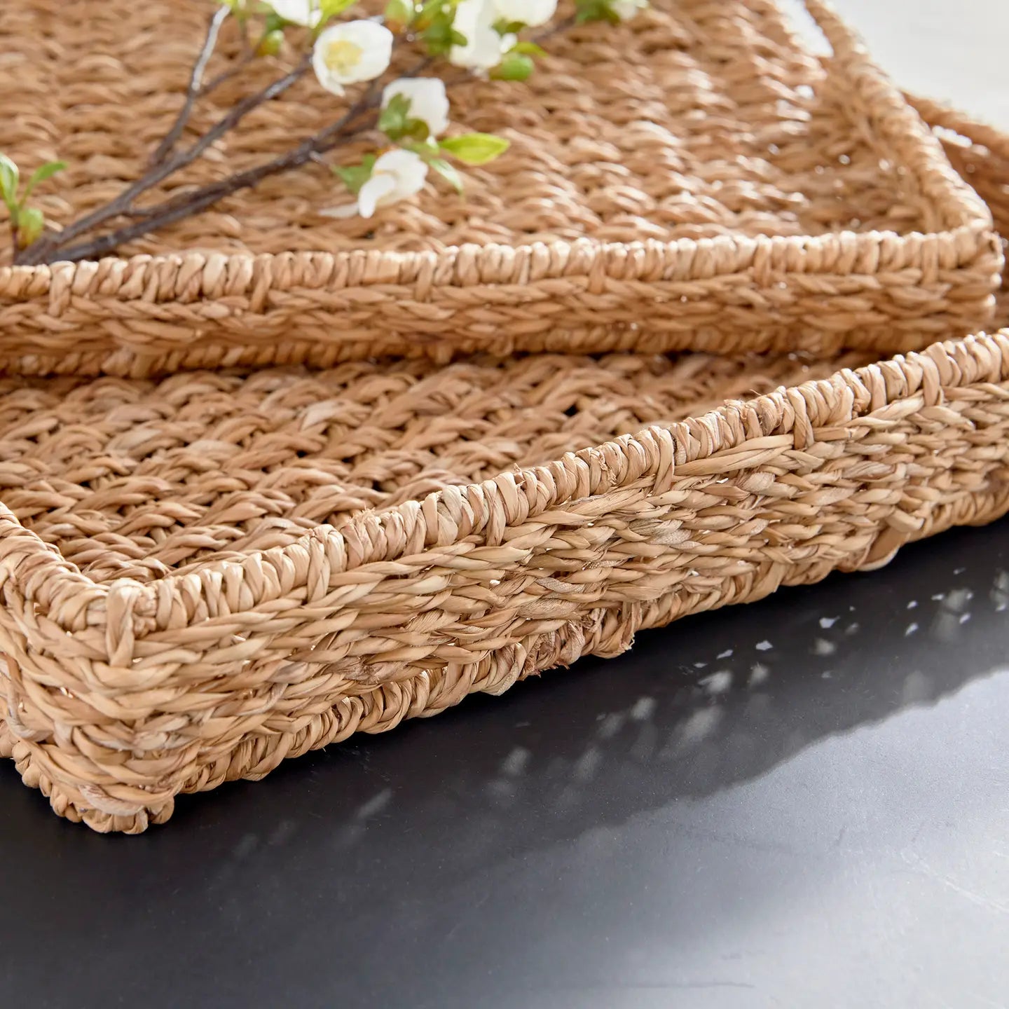 Seagrass Rectangular Tray Set