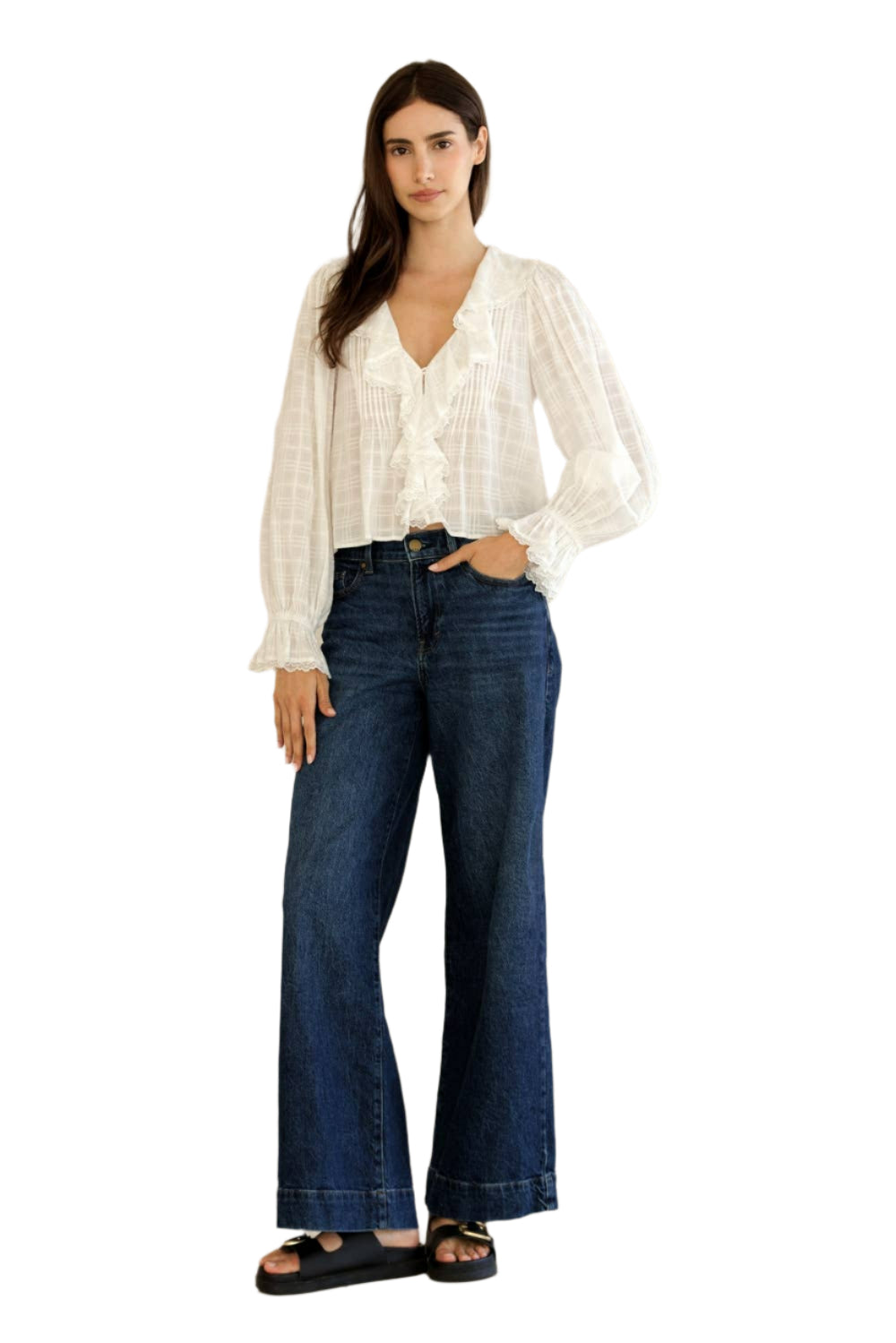 Ruffled V-Neck Blouse