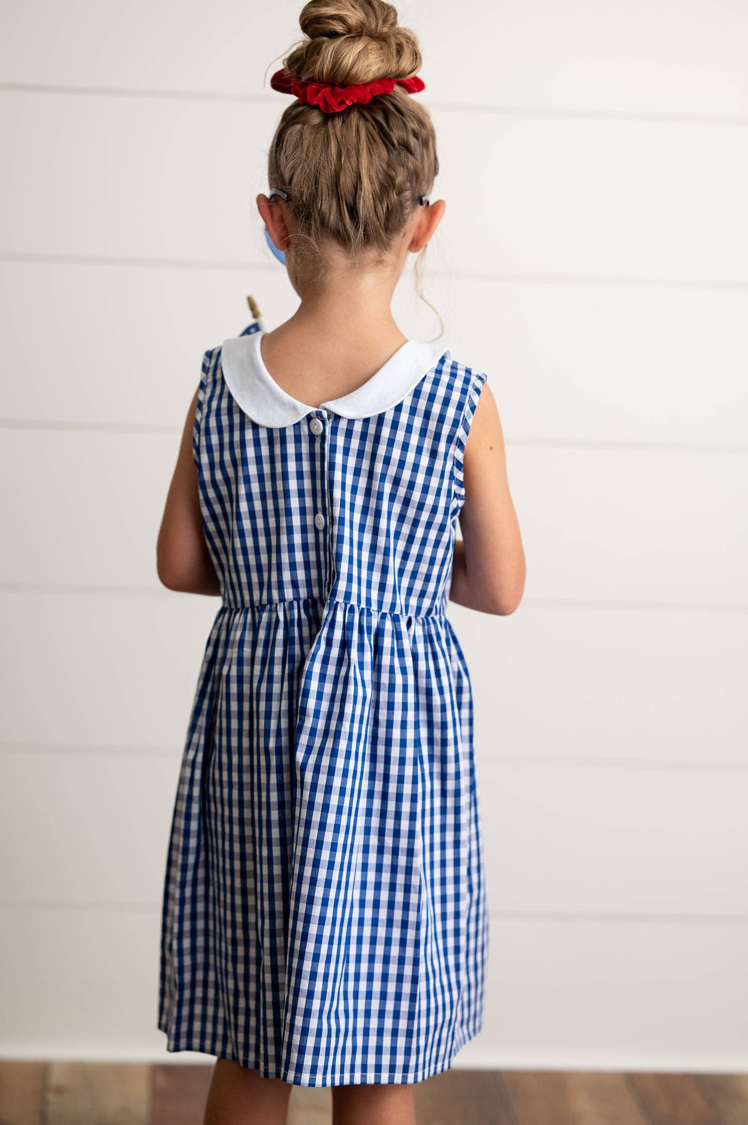 Kids Navy Check Gingham Dress