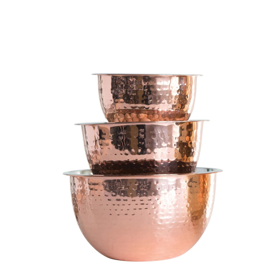 Hammered Stainless Steel Bowls (Set of 3)
