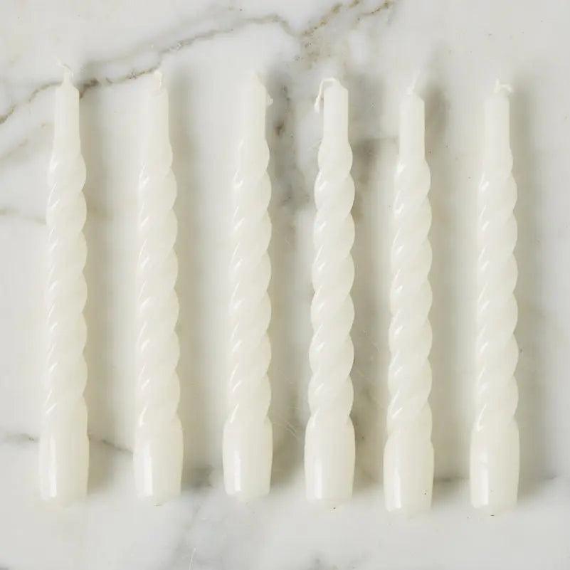 White Twisted Taper Candles