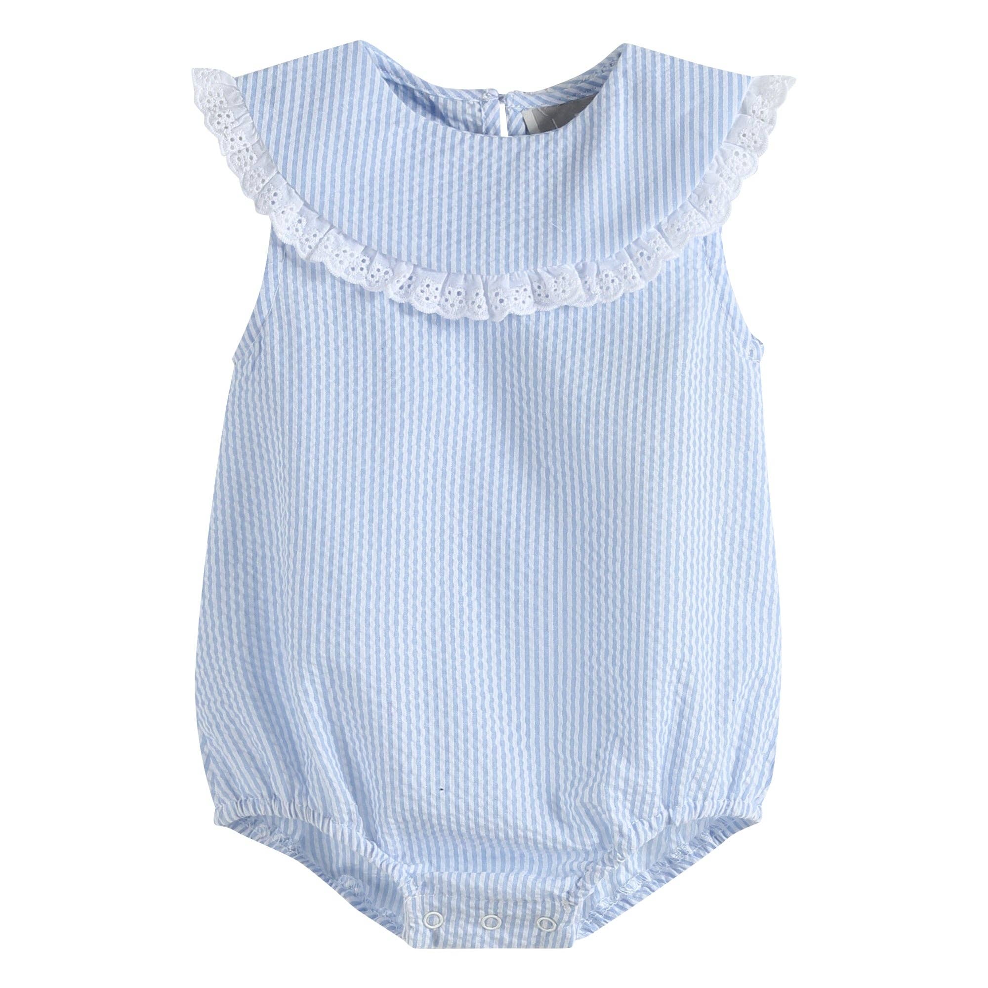 Seersucker Collared Bubble Romper